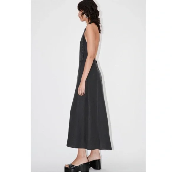 BLOGGERS FAV ZARA 100% LINEN HALTER SUMMER DRESS SIZE XS - Picture 2 of 10
